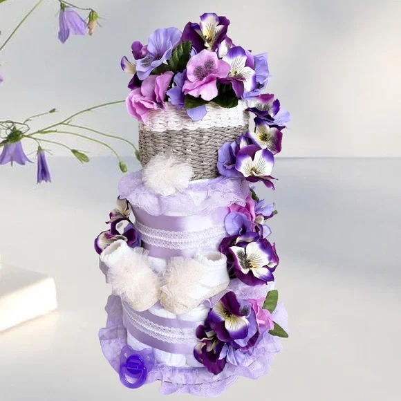 Basket of Flowers Diaper Cake